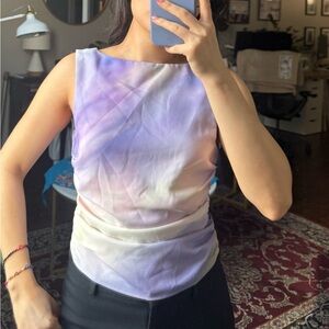 Divided Purple and White Women's Blouse